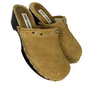 Steve Madden Suede Turquoise Studded Boho Mule Clogs